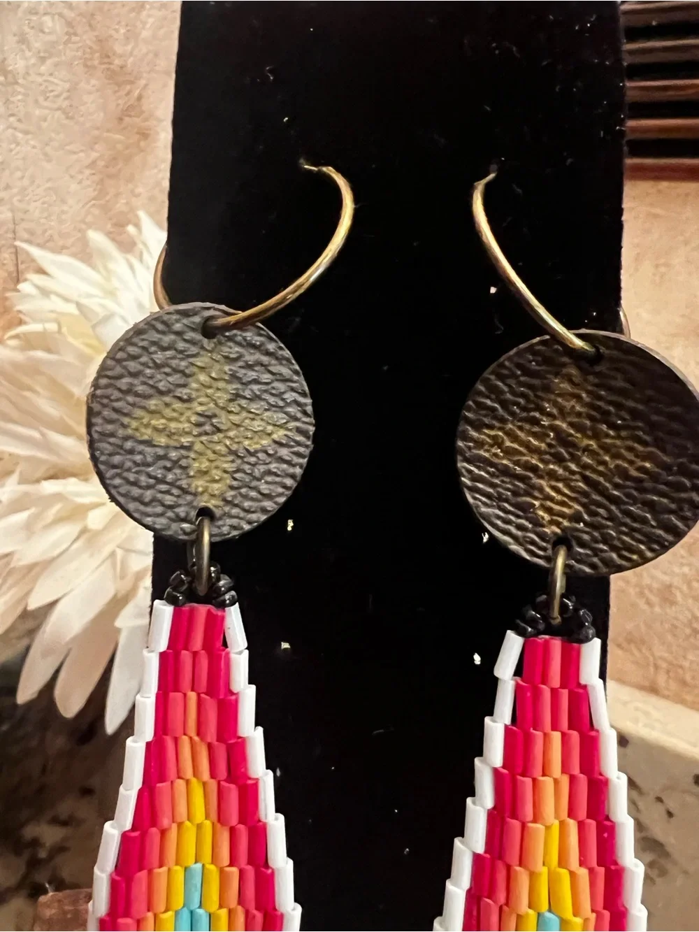 Handmade Beaded Fringe Statement Earrings | Boho Western | 10” Long
